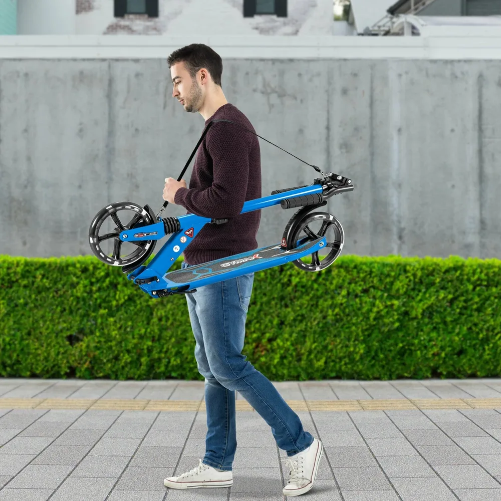 Алуминиева сгъваема тротинетка с LED колела за възрастни и деца, синя, снимка 7