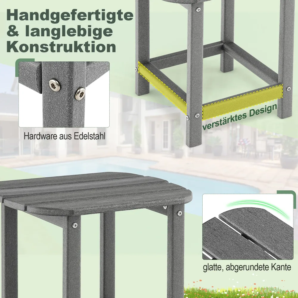 Градинска маса от HDPE, устойчива на атмосферни влияния, сива, снимка 2