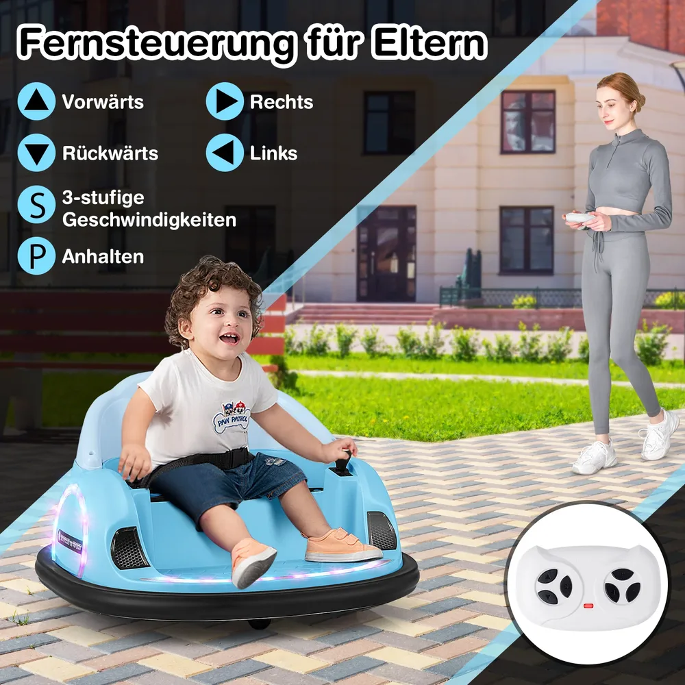 Детска електрическа бъмпер кола 12V с въртене на 360° и дистанционно, синя, снимка 8