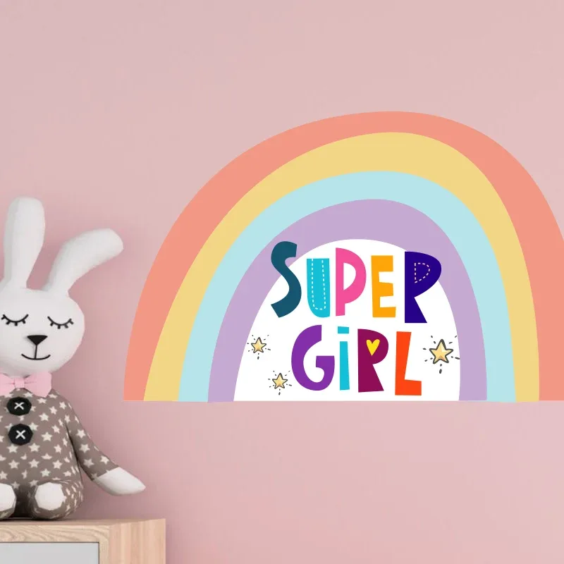 Комплект 2 броя стикери SUPER GIRL за декорация на детска стая, стена, прозорец, мебели, снимка 6