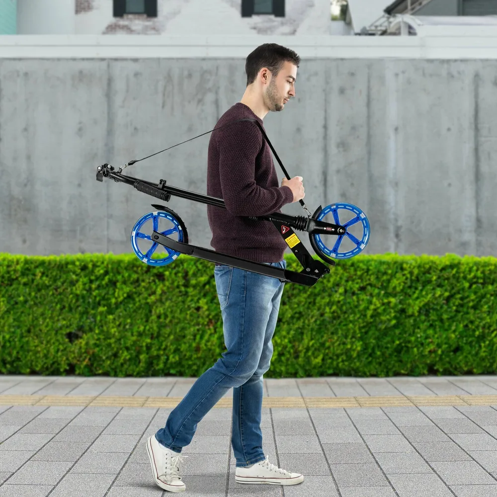 Алуминиева сгъваема тротинетка с LED колела за възрастни и деца, черна, снимка 7