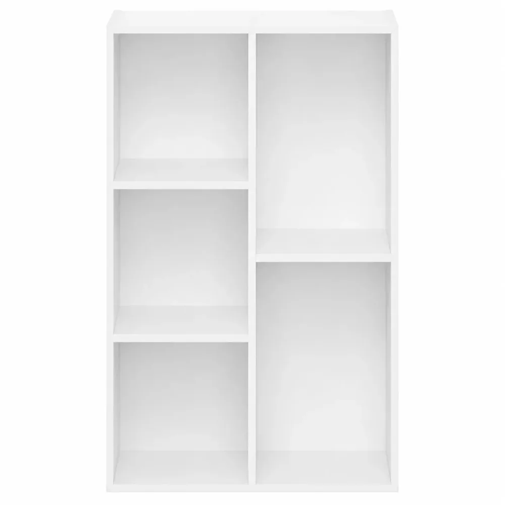 Детска етажерка с 5 отделения, бял органайзер за книги и играчки, 49.5×24×80 см, снимка 3