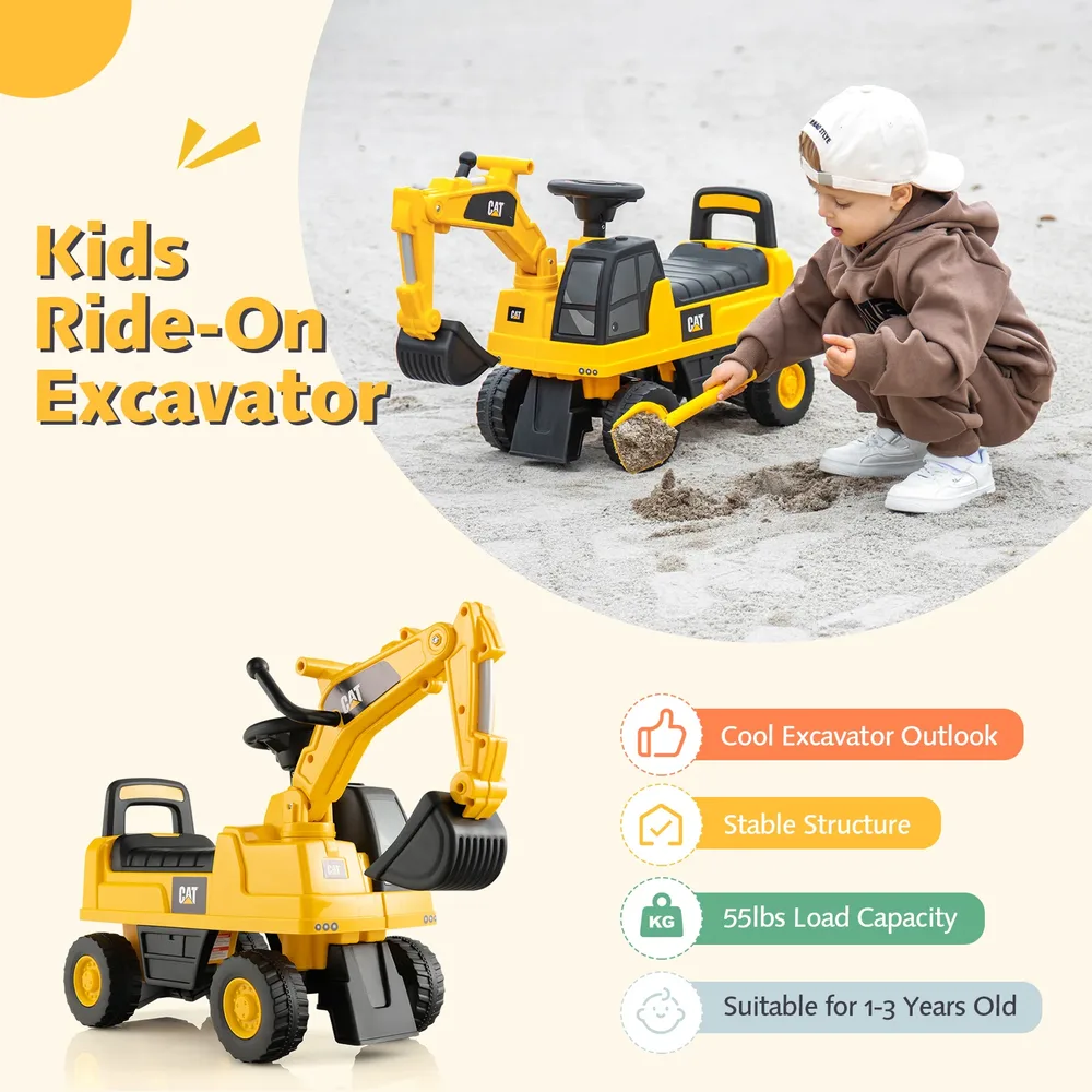 Детски багер за каране Caterpillar, лицензиран, жълт, снимка 6