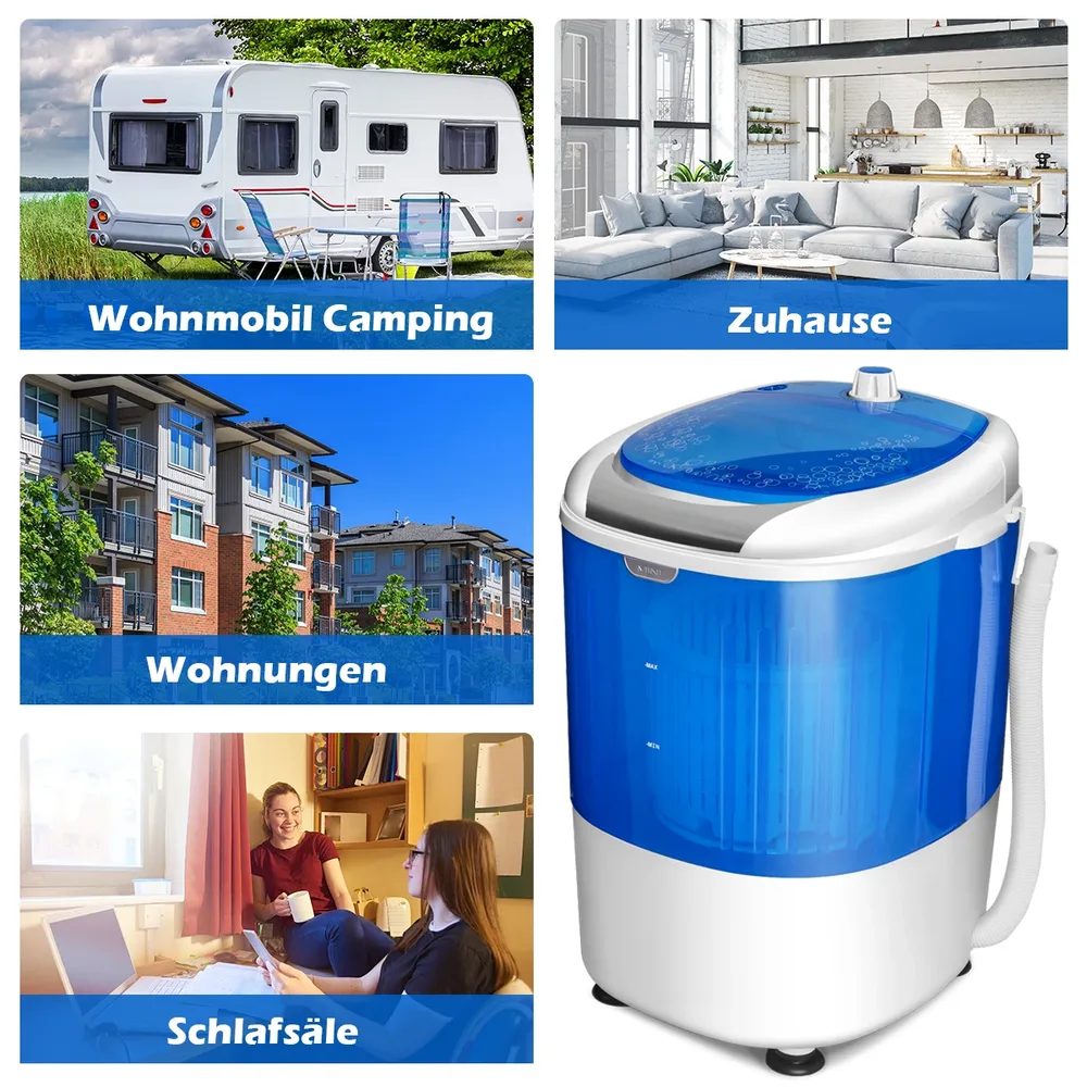 Мини пералня с центрофуга 2,5 кг, 170 W, за пътуване, синя, снимка 2
