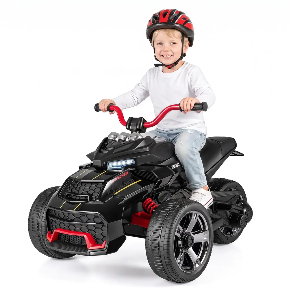 Детска електрическа четириколка 12 V със скорост 3–7 км/ч, черна, снимка 3