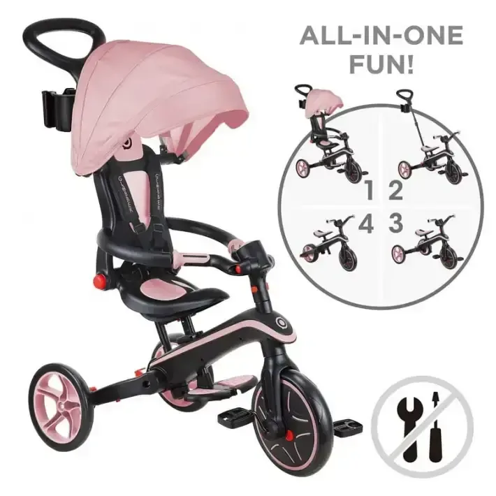 Детска триколка 4 в 1 GLOBBER EXPLORER TRIKE FOLDABLE, сгъваема, розов цвят, снимка 3