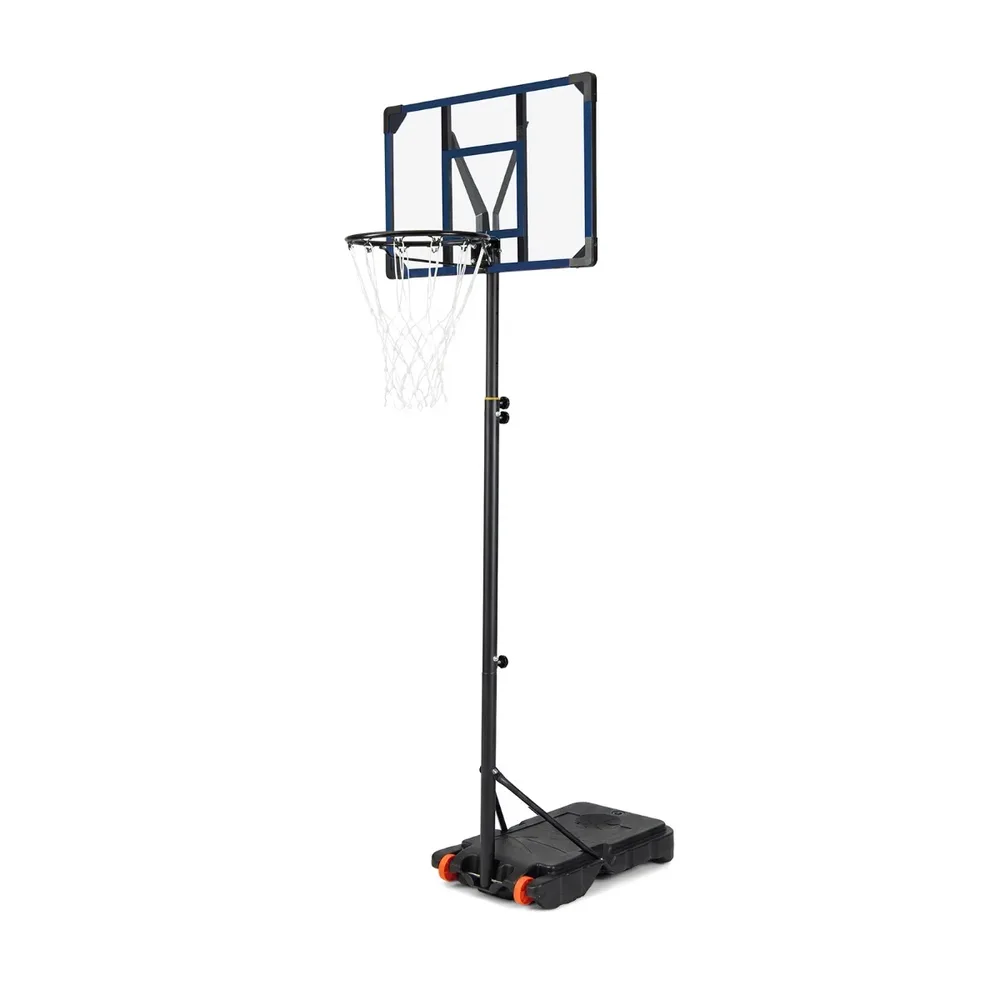 Мобилен баскетболен кош 206–273,5 см с табло 82 см, пълнеща се основа и колелца, син, снимка 6