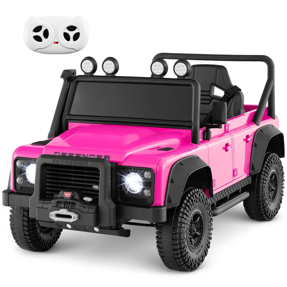 Детска електрическа кола Land Rover Defender с дистанционно за родителите, розова, снимка 2