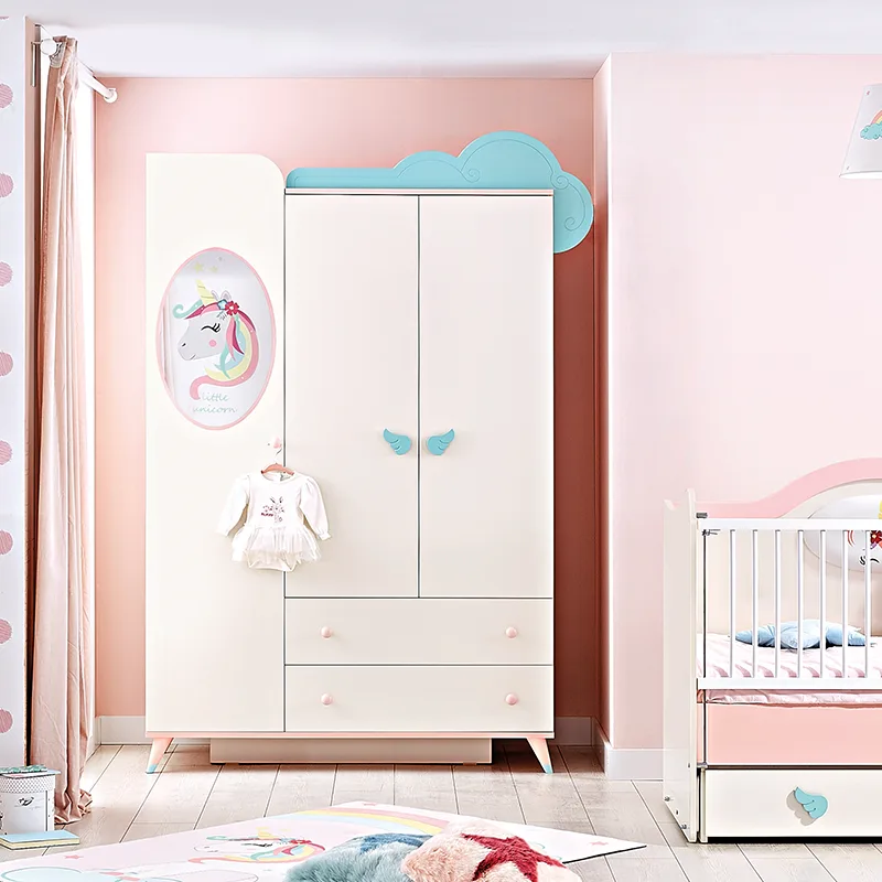 Трикрилен детски гардероб UNICORN, снимка 3