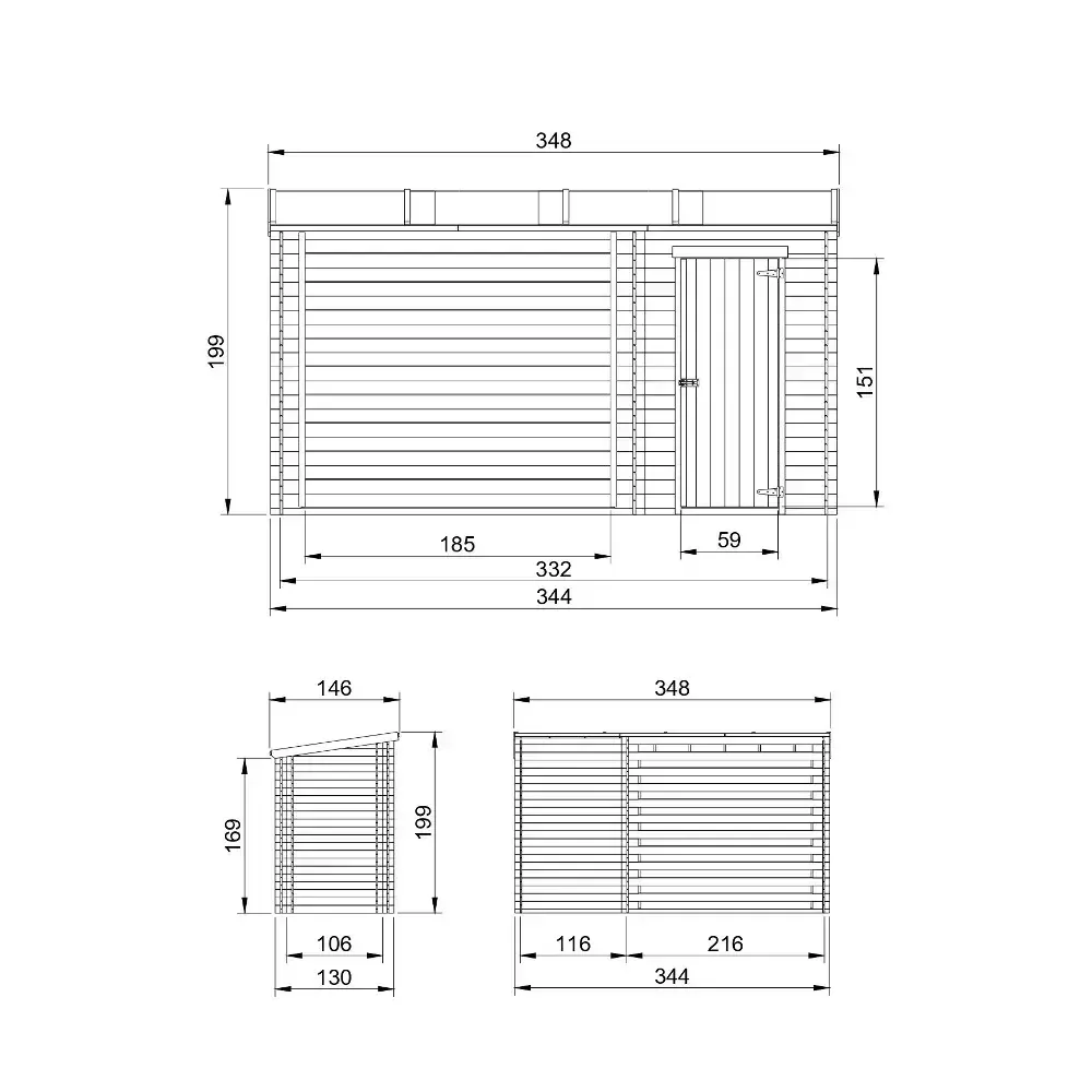 Навес за дърва със склад – 344 × 130 см – 4 м², снимка 7