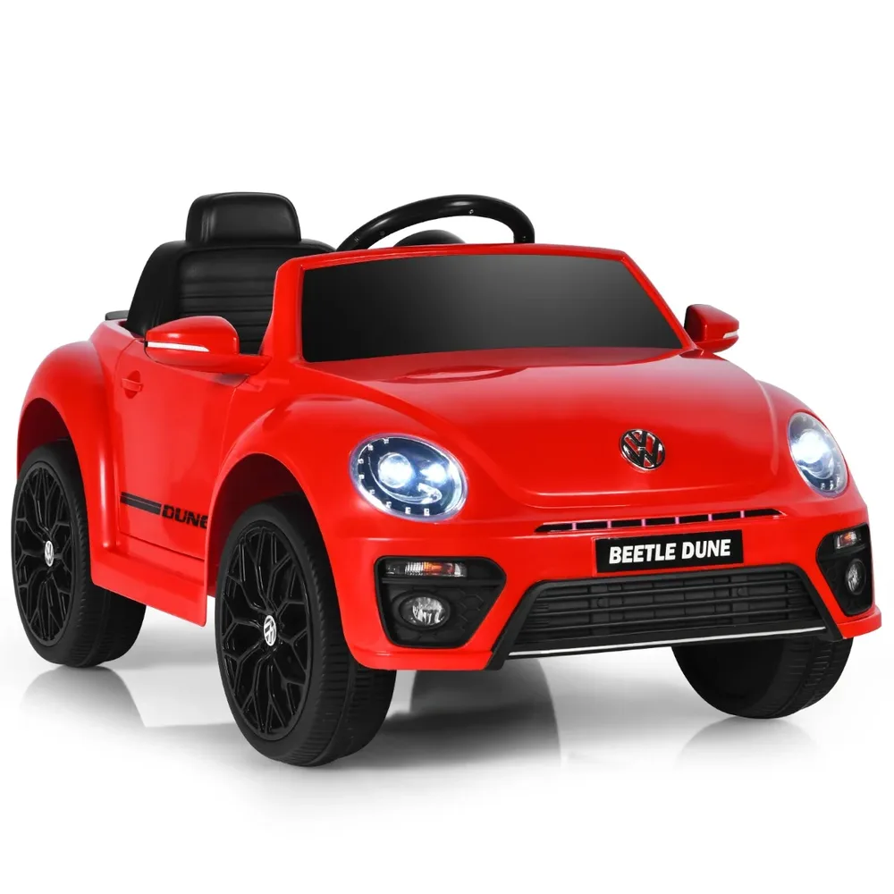 Детска електрическа кола VW Beetle с музика, 2 режима на светлини и дистанционно, червена, снимка 8