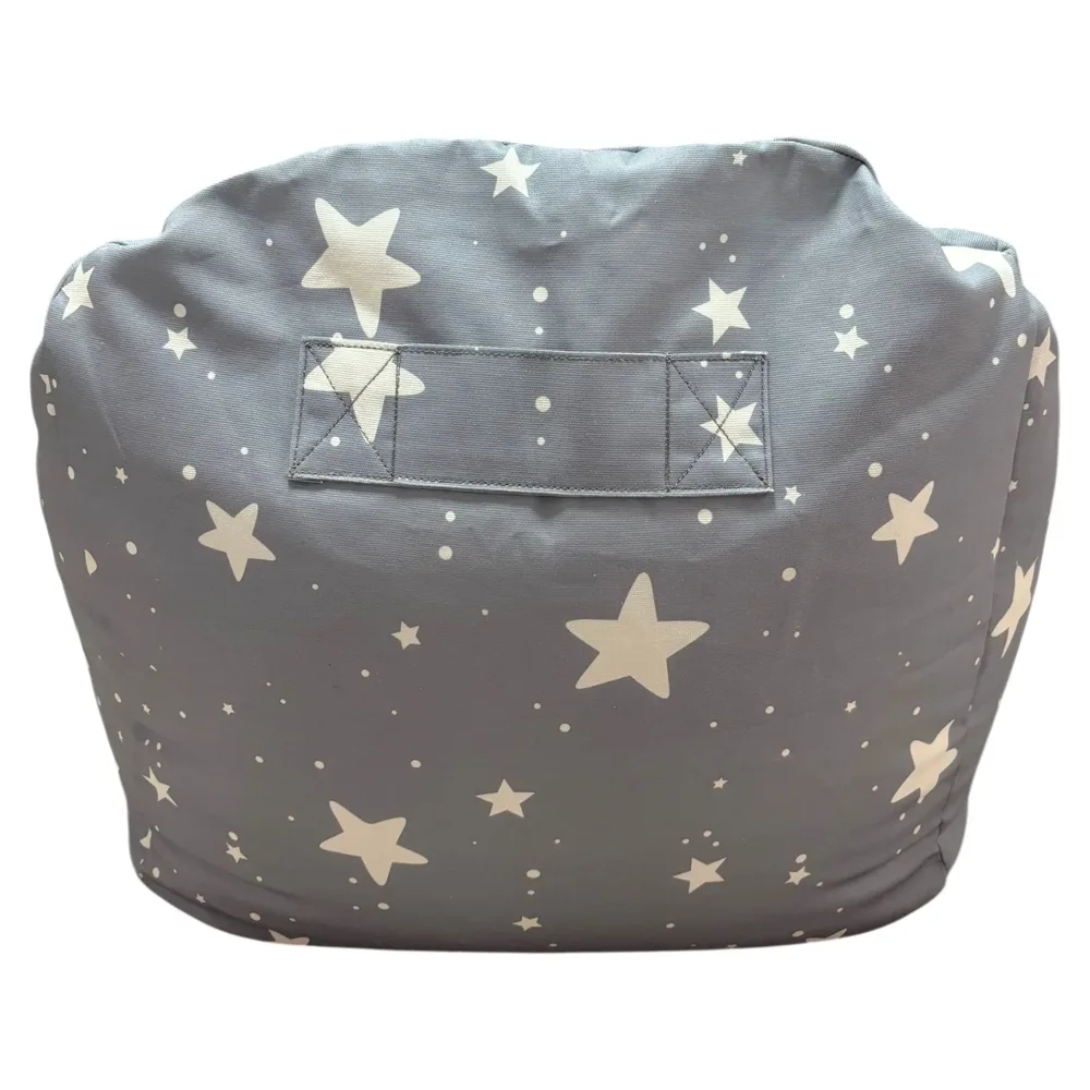 Детски пуф кресло Little Stars, 100% памук, сив барбарон със звезди, 55x44x55 см, снимка 4