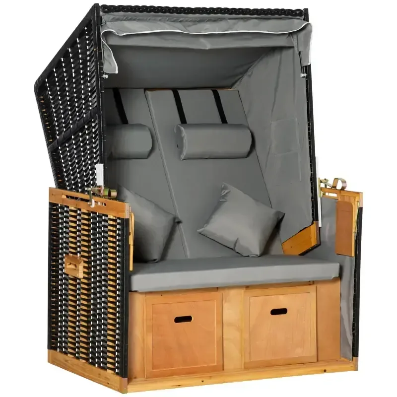 Плажен стол за 2 души с накланяща се облегалка 118 × 79 × 150 см, снимка 2