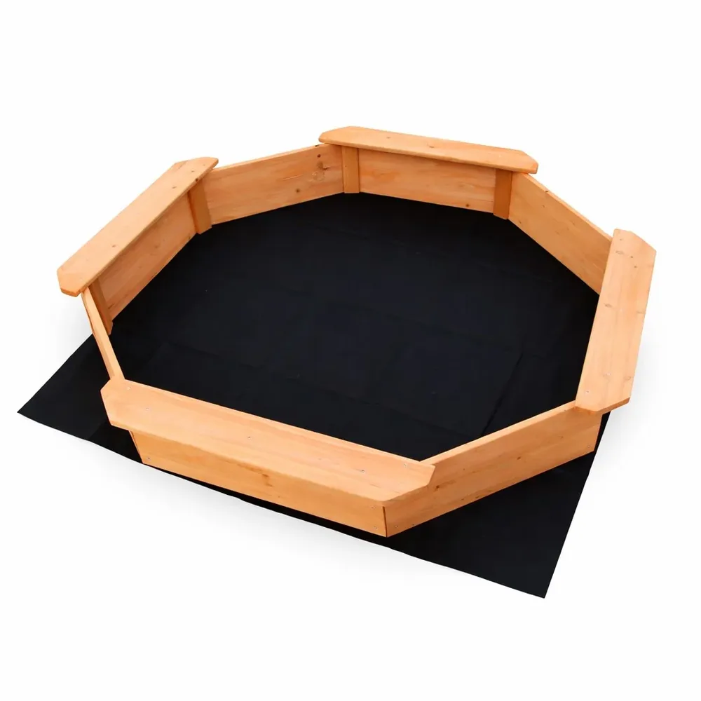 Детски дървен пясъчник – 8-странен модел с 4 седалки, 134.5×134.5 см, снимка 4