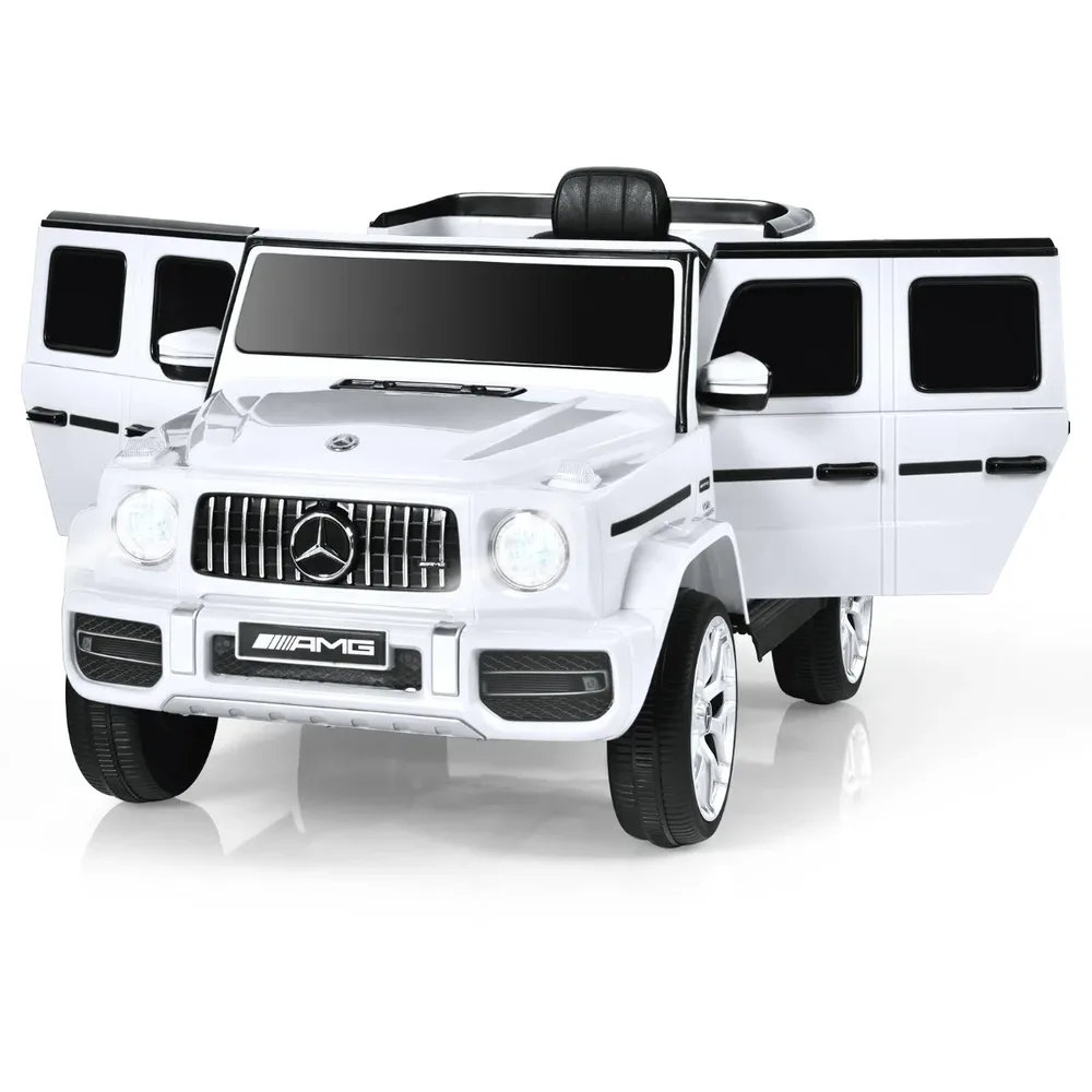 Детска електрическа кола Mercedes-Benz G63 12V с музика и фарове, бяла, снимка 8