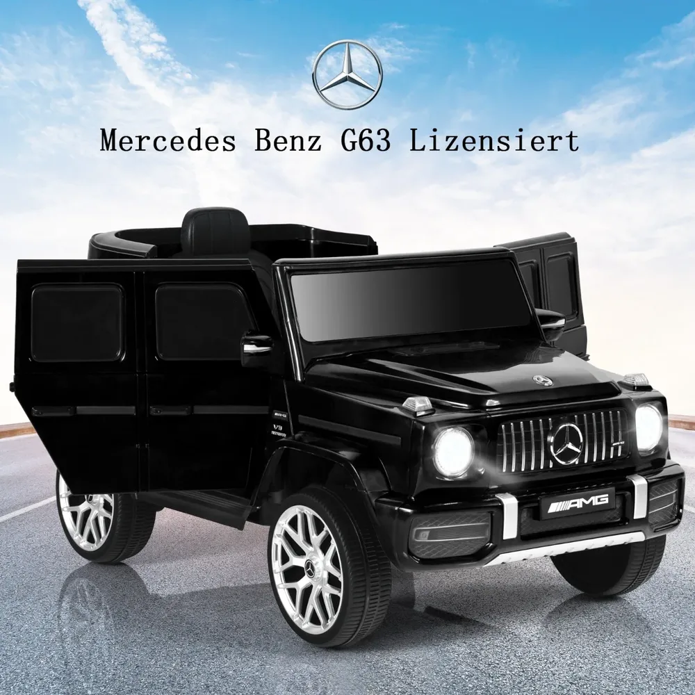 Детска електрическа кола Mercedes-Benz G63 12V с музика и фарове, черна, снимка 2