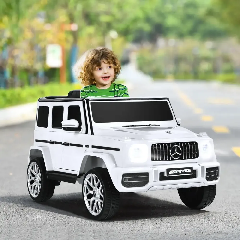 Детска електрическа кола Mercedes-Benz G63 12V с музика и фарове, бяла