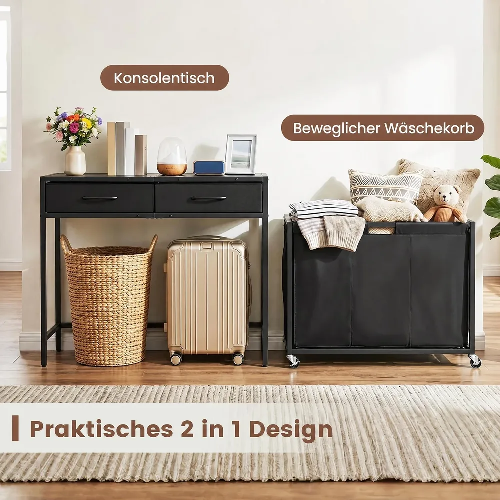 Органайзер за пране 2 в 1 с 3 отделения, чекмеджета и колелца, рустик кафяв, снимка 6