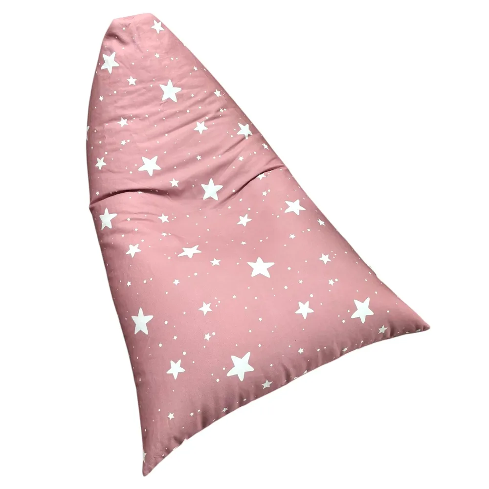 Детски пуф лежанка Little Stars, 100% памук, розов барбарон със звезди, 127x81x76 см, снимка 2