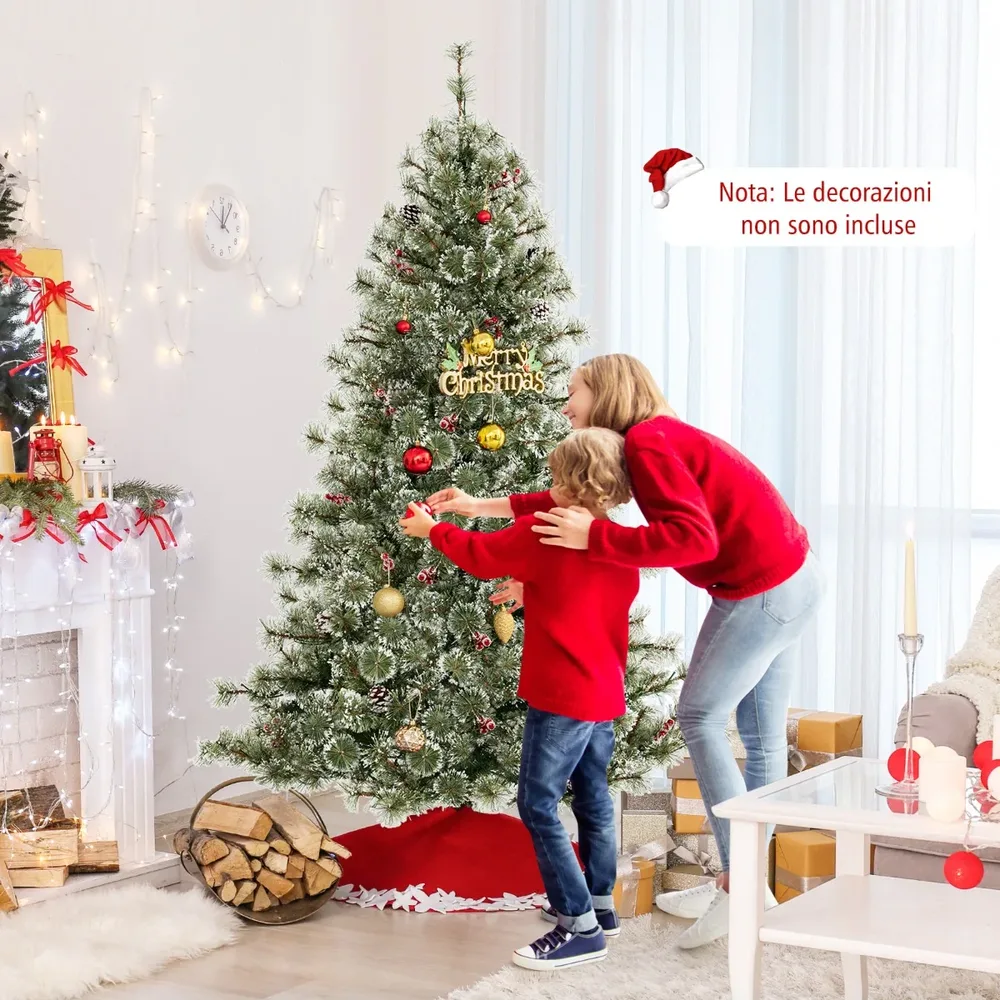 Изкуствена елха с борови игли, шишарки и 350 LED светлини с дистанционно, 180 см, снимка 6