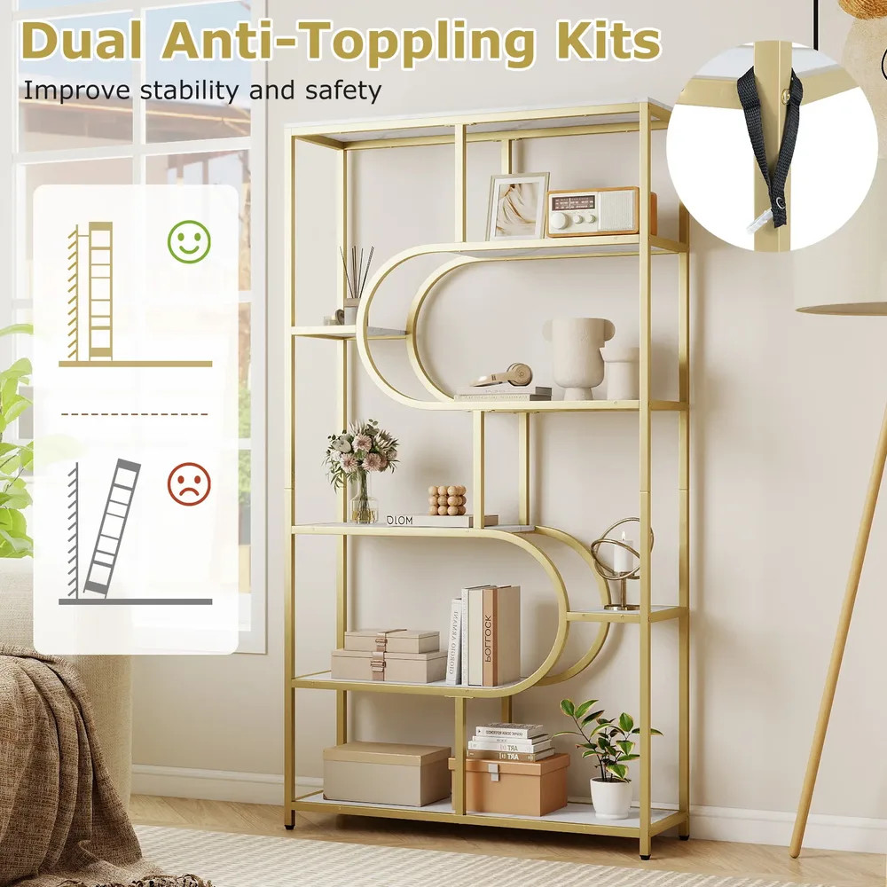 Индустриална U-образна етажерка с 8 открити рафта, 95 × 30 × 175 см, бяла, снимка 5