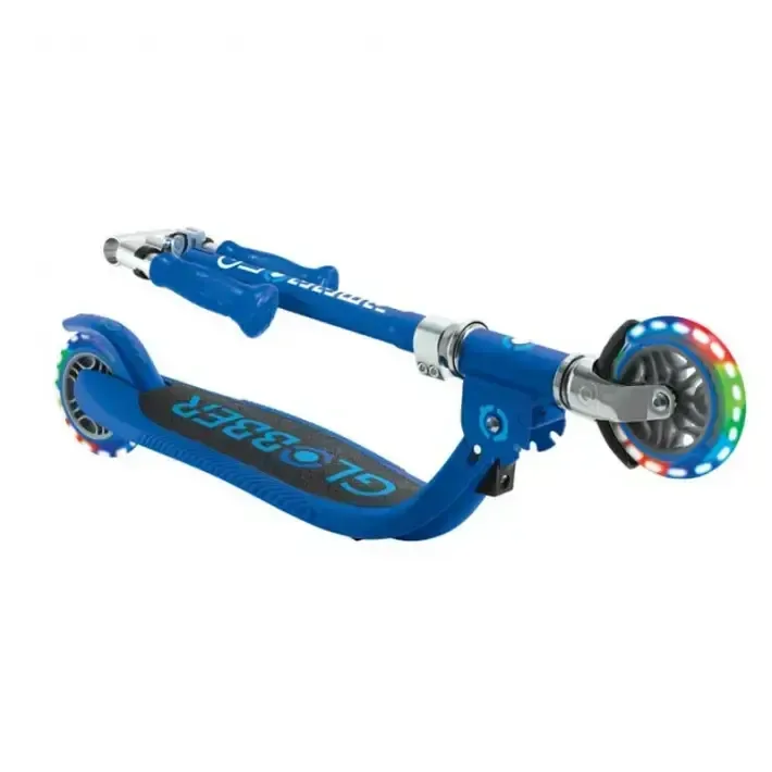 Детска сгъваема тротинетка с две светещи колела Globber Flow Foldable Junior Lights - синя, снимка 6