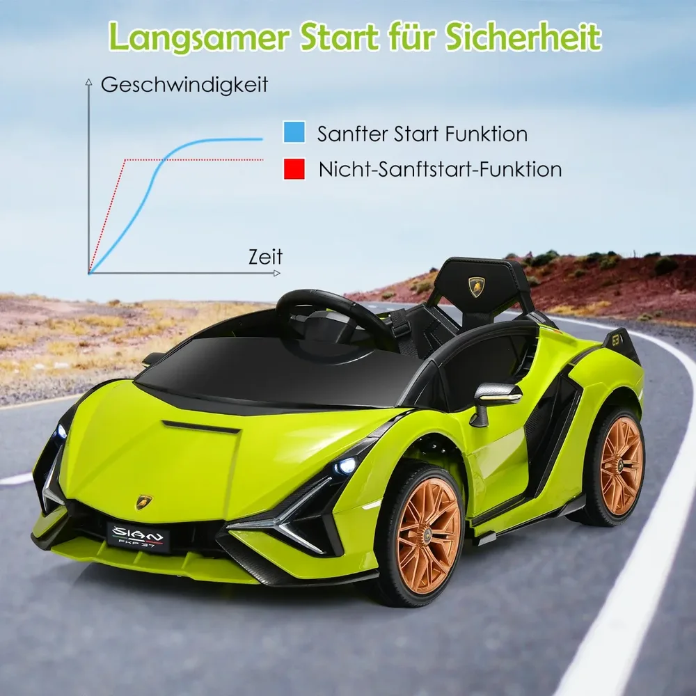 Детска електрическа кола Lamborghini 12V с дистанционно 2.4G и MP3, зелена, снимка 3