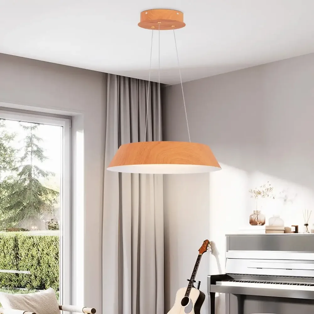 LED таванна лампа 21 W с метална рамка с дървесен принт, 3000 K, натурална, снимка 4