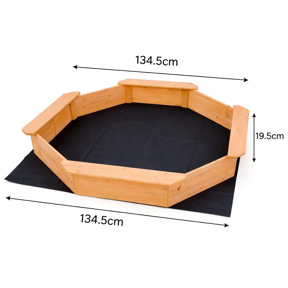 Детски дървен пясъчник – 8-странен модел с 4 седалки, 134.5×134.5 см, снимка 8