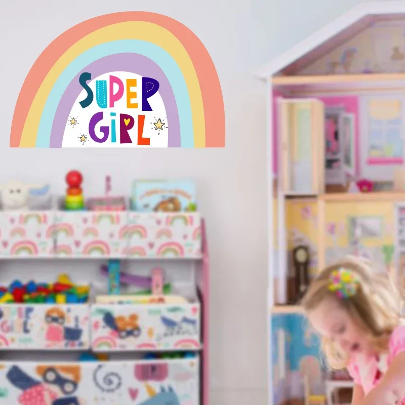 Комплект 2 броя стикери SUPER GIRL за декорация на детска стая, стена, прозорец, мебели, снимка 5