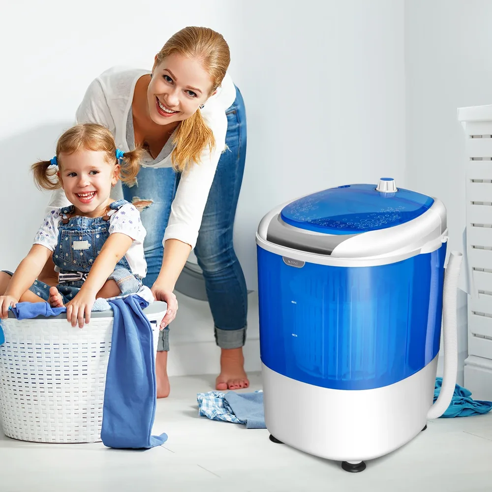 Мини пералня с центрофуга 2,5 кг, 170 W, за пътуване, синя