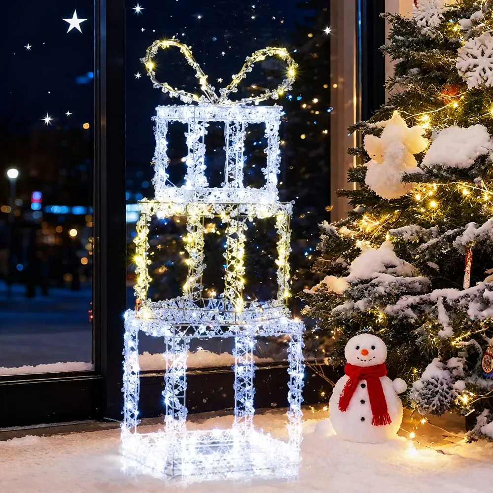Комплект от 3 подреждащи се светещи подаръчни кутии с LED светлини и акрилни кристали, снимка 8
