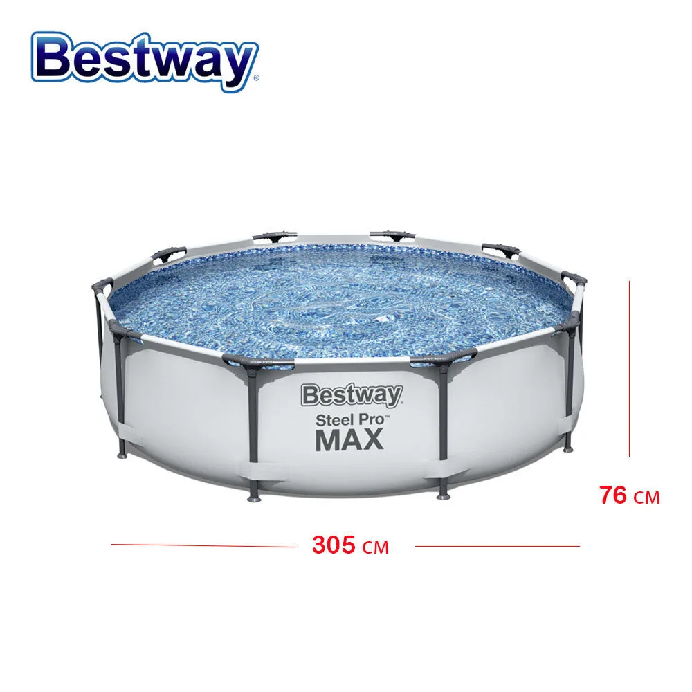 Басейн с метална конструкция, сглобяем, 305 × 76 см, Bestway 56406 Steel Pro Max
