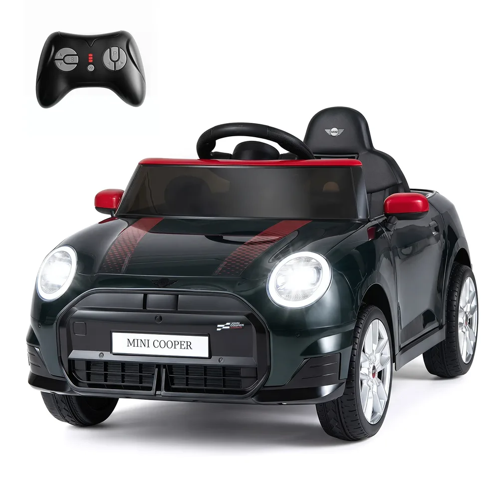 Детска електрическа кола 12 V в стил BMW Mini с дистанционно и LED светлини, черна