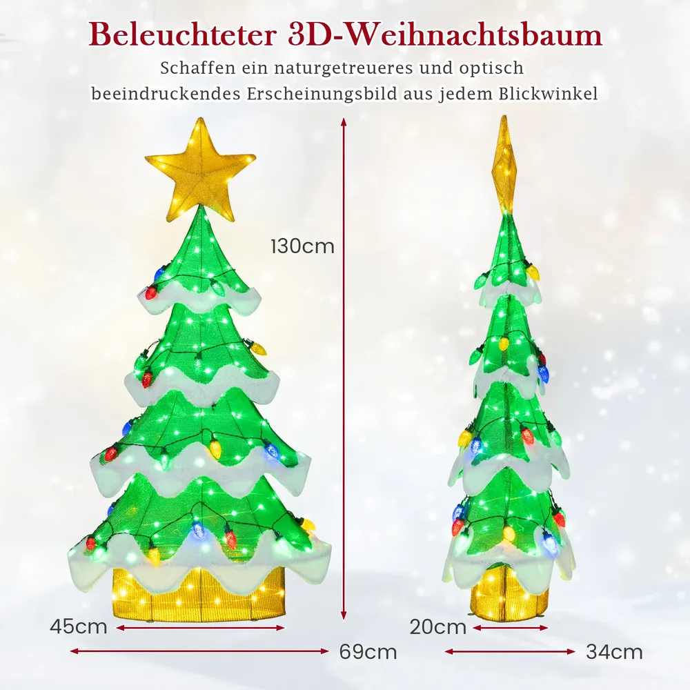 Светеща 3D коледна елха със звезда и LED крушки във формата на ягоди, зелена, снимка 3