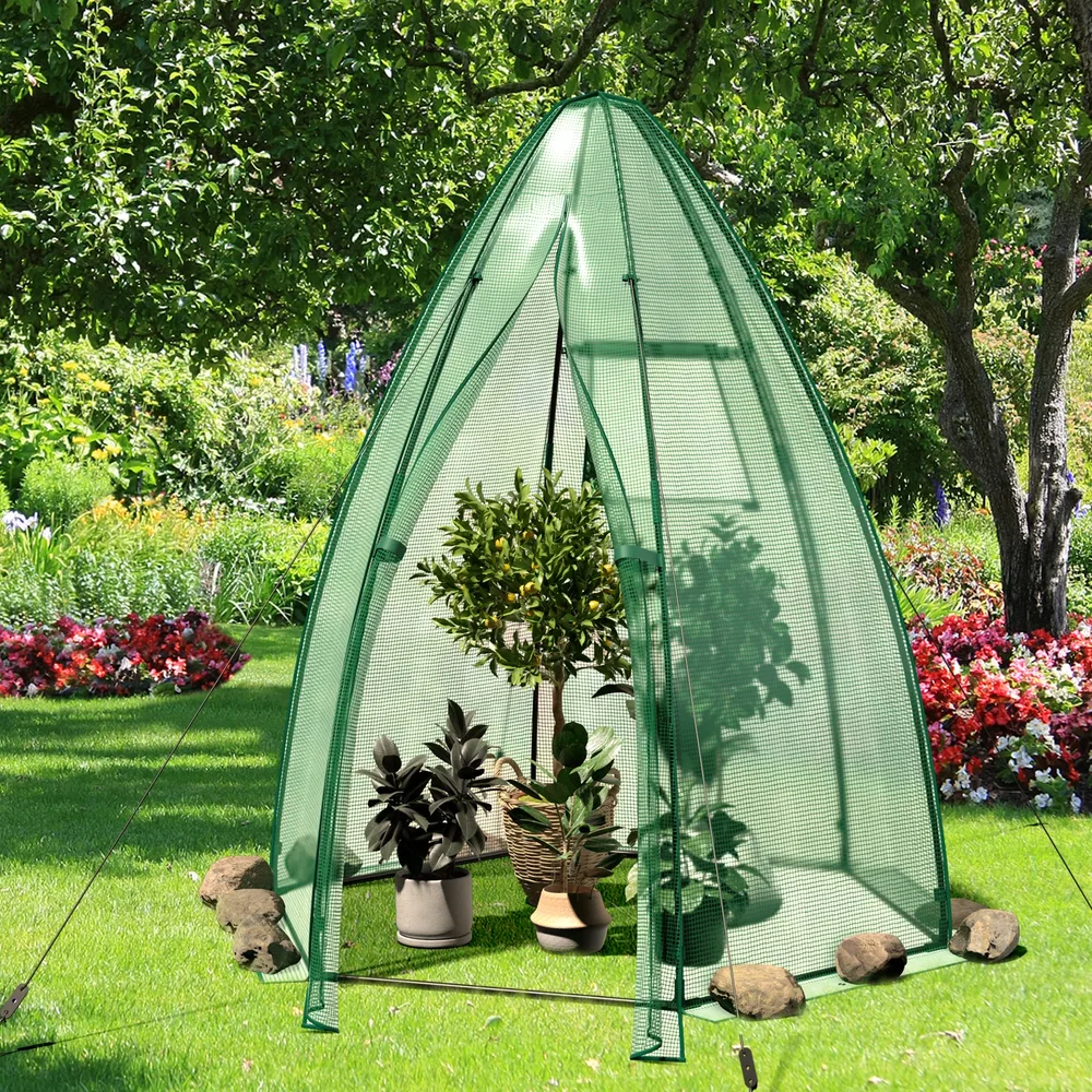 Преносима мини оранжерия с PE покривало за всякакво време, 160 × 160 × 183 см, зелена, снимка 2