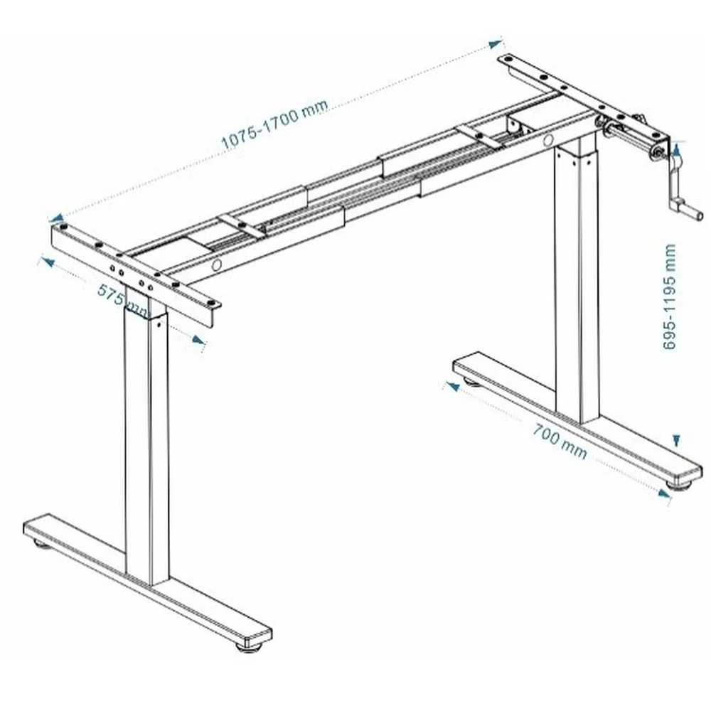 Основа за бюро Ergo Desk - механична регулация – сив метал, снимка 6