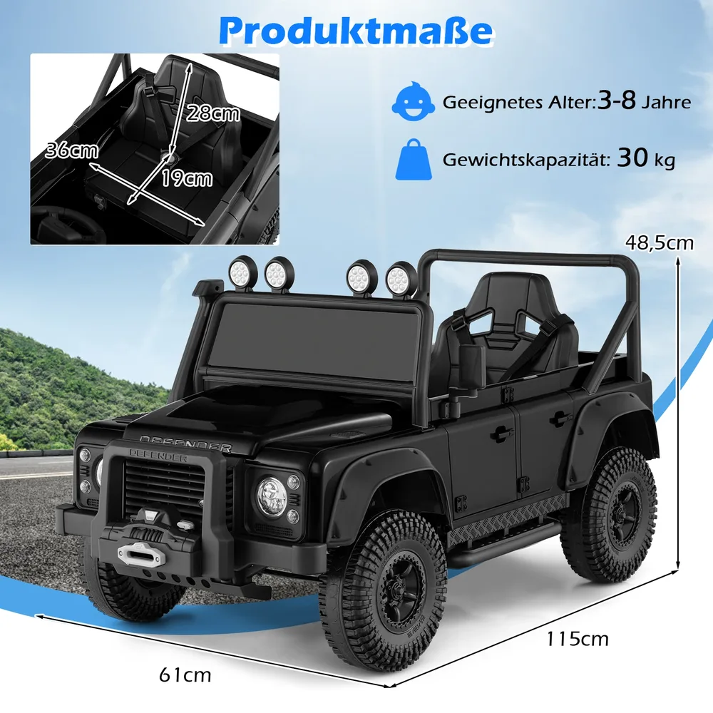 Детска електрическа кола Land Rover Defender с дистанционно за родителите, черна, снимка 3