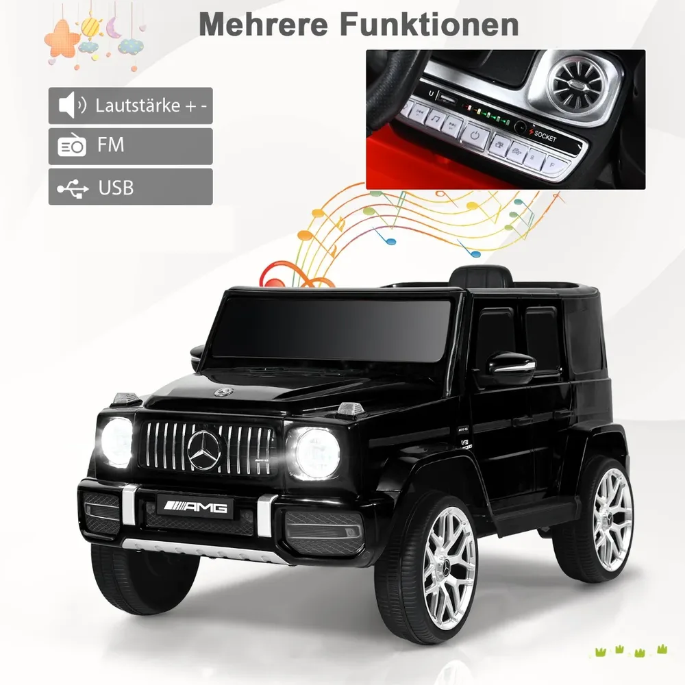 Детска електрическа кола Mercedes-Benz G63 12V с музика и фарове, черна, снимка 4