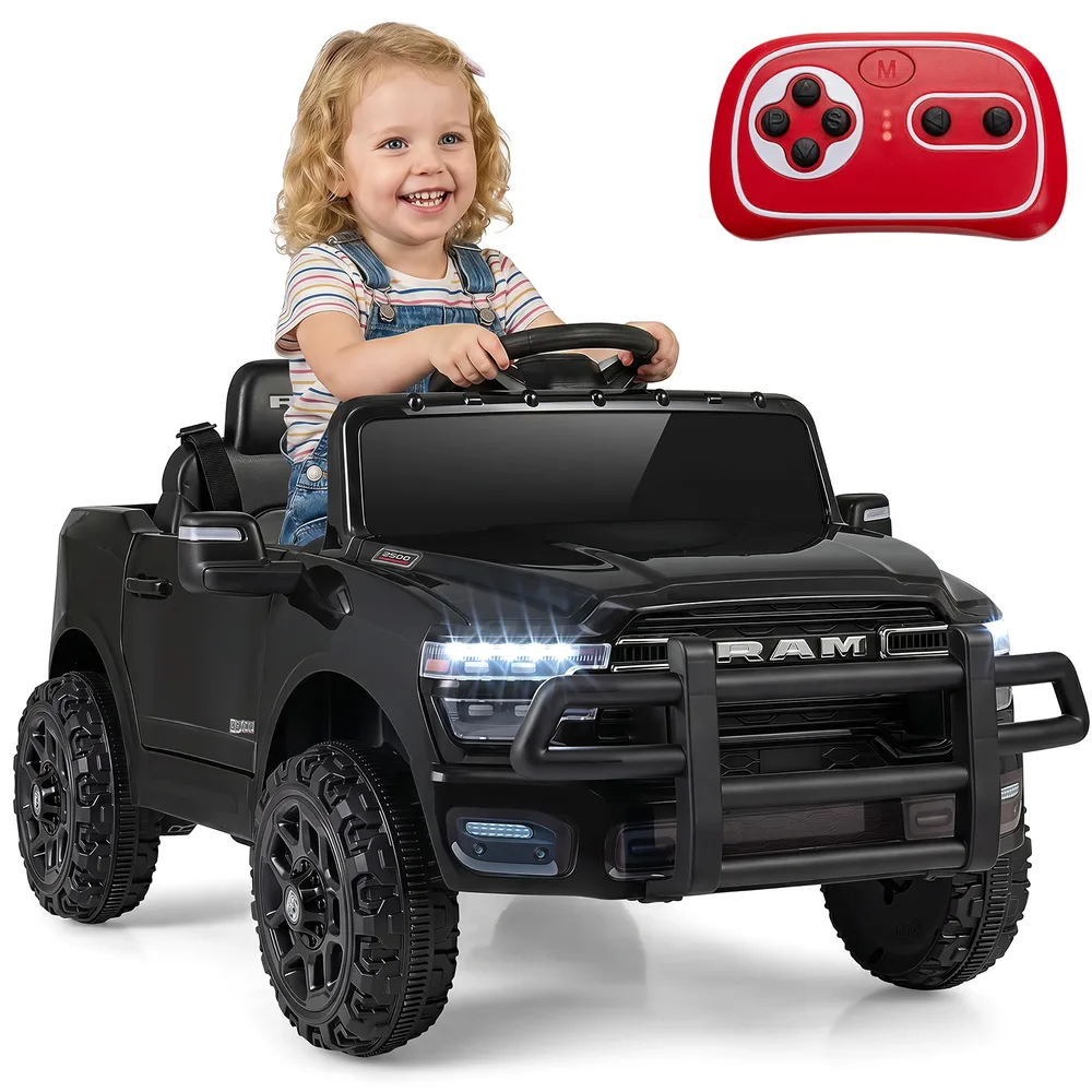 Детска електрическа кола RAM 3500 12 V с два мотора по 25 W, черна
