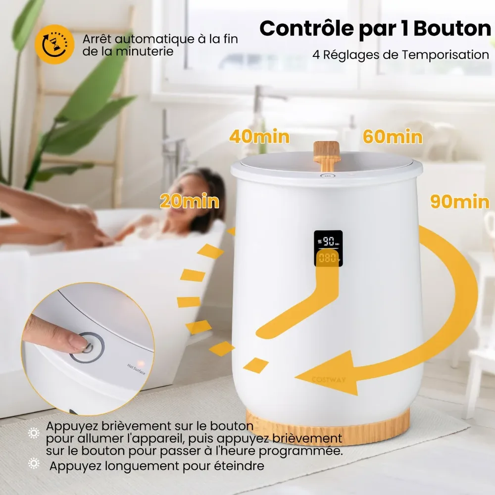 Кофа за затопляне на кърпи, 20 л, с LED дисплей и таймер, бяла, снимка 7