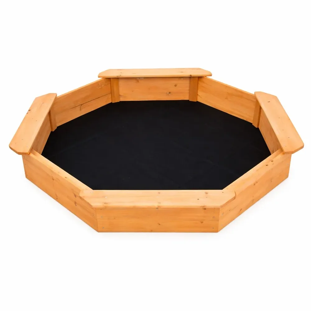 Детски дървен пясъчник – 8-странен модел с 4 седалки, 134.5×134.5 см, снимка 3