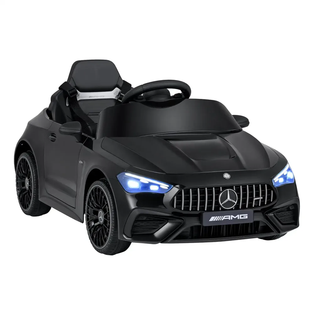 Детска електрическа кола Mercedes-AMG 12 V с LED светлини и дистанционно 2.4G, черна