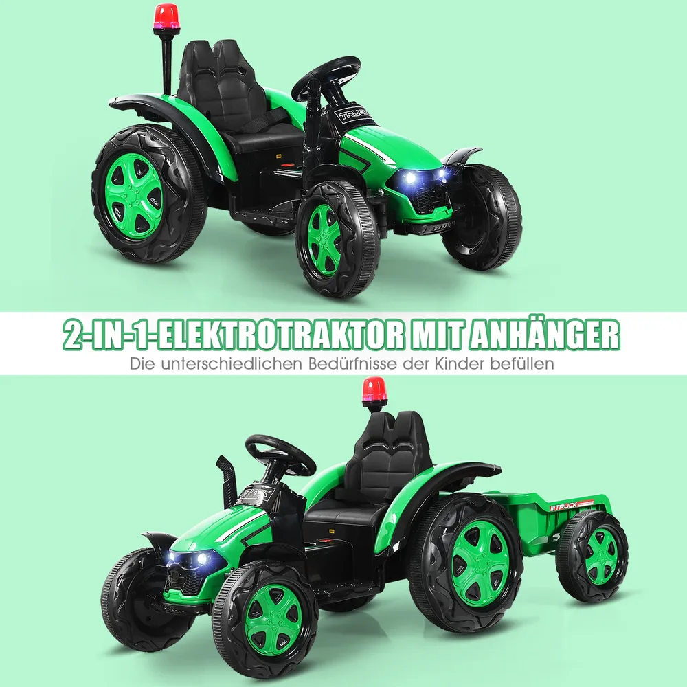 Детски електрически трактор 12V с ремарке и дистанционно 2.4G, зелен, снимка 8