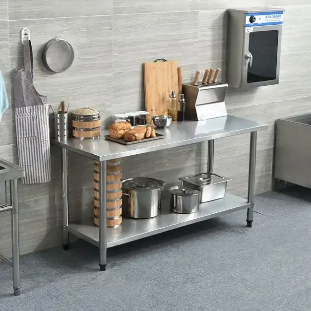 Работна маса от неръждаема стомана за професионална кухня, 122 × 61 × 90 см, снимка 2