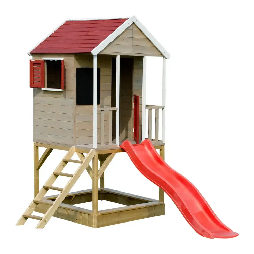Детска къща за игра Summer Adventure House с платформа и пързалка