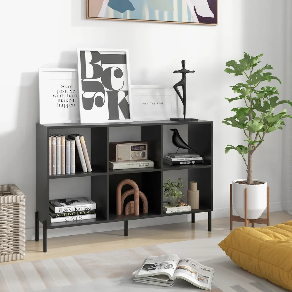 Етажерка за книги с отворен гръб и чекмедже за кабинет, черна, снимка 2