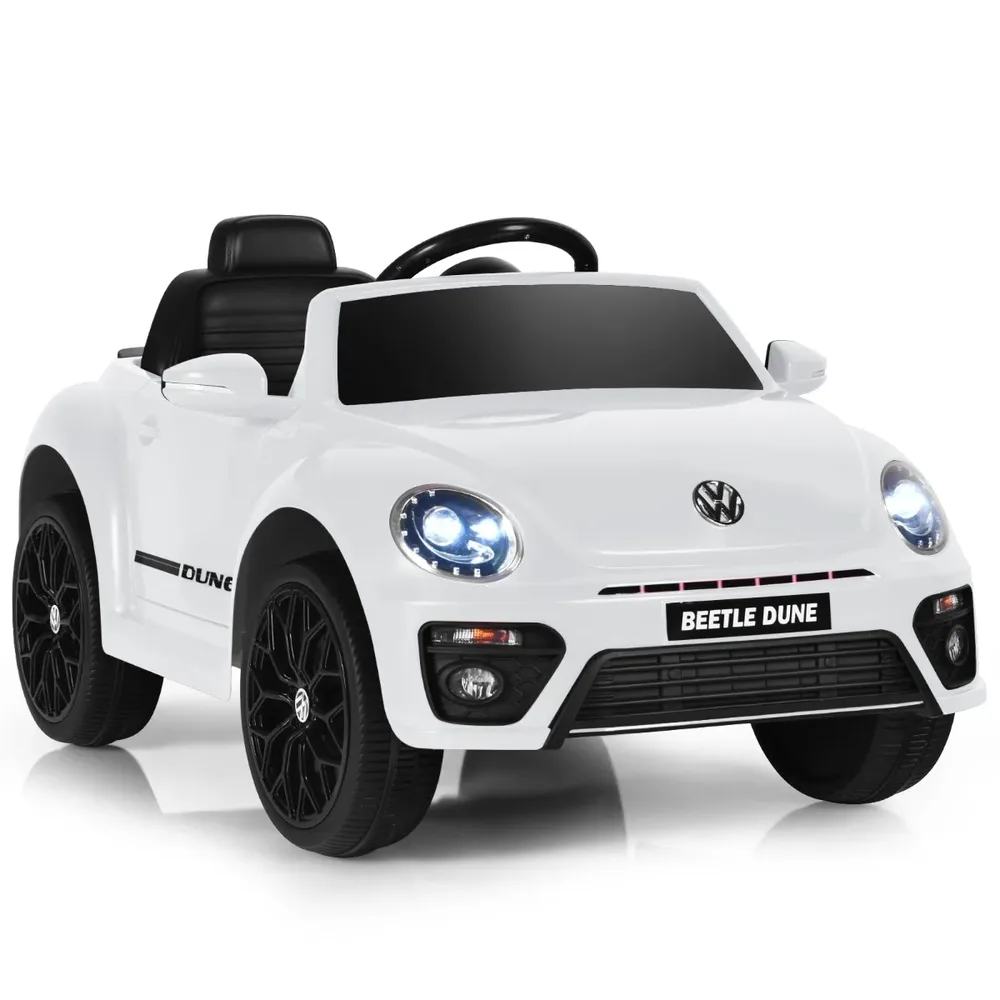 Детска електрическа кола VW Beetle с музика, 2 режима на светлини и дистанционно, бяла, снимка 5