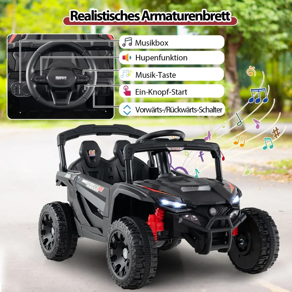 Детска електрическа кола UTV 12 V с дистанционно управление, черна, снимка 6