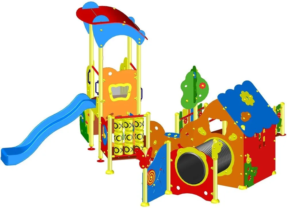 Комбинирано детско съоръжение PS0047-2 – 4,99 × 4,85 × 2,57 м